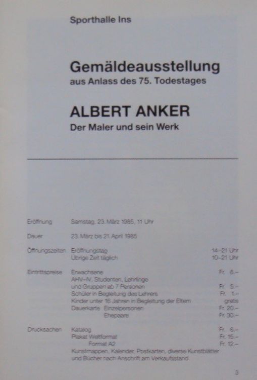 Kunst In Der Sporthalle Ins Zum Todestag Von Albert Anker Kaufen