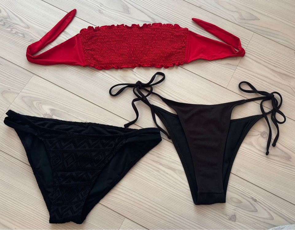 Sommer Bikini Set Rot Schwarz Grösse S neuwertig 53 Gebraucht