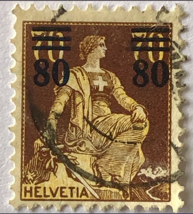 Stark Dezentriert Helvetia Mit Schwert Nr Mit Stempel Kaufen Auf