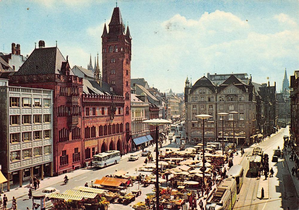 Basel Marktplatz Mit Rathaus Omnibus Kaufen Auf Ricardo