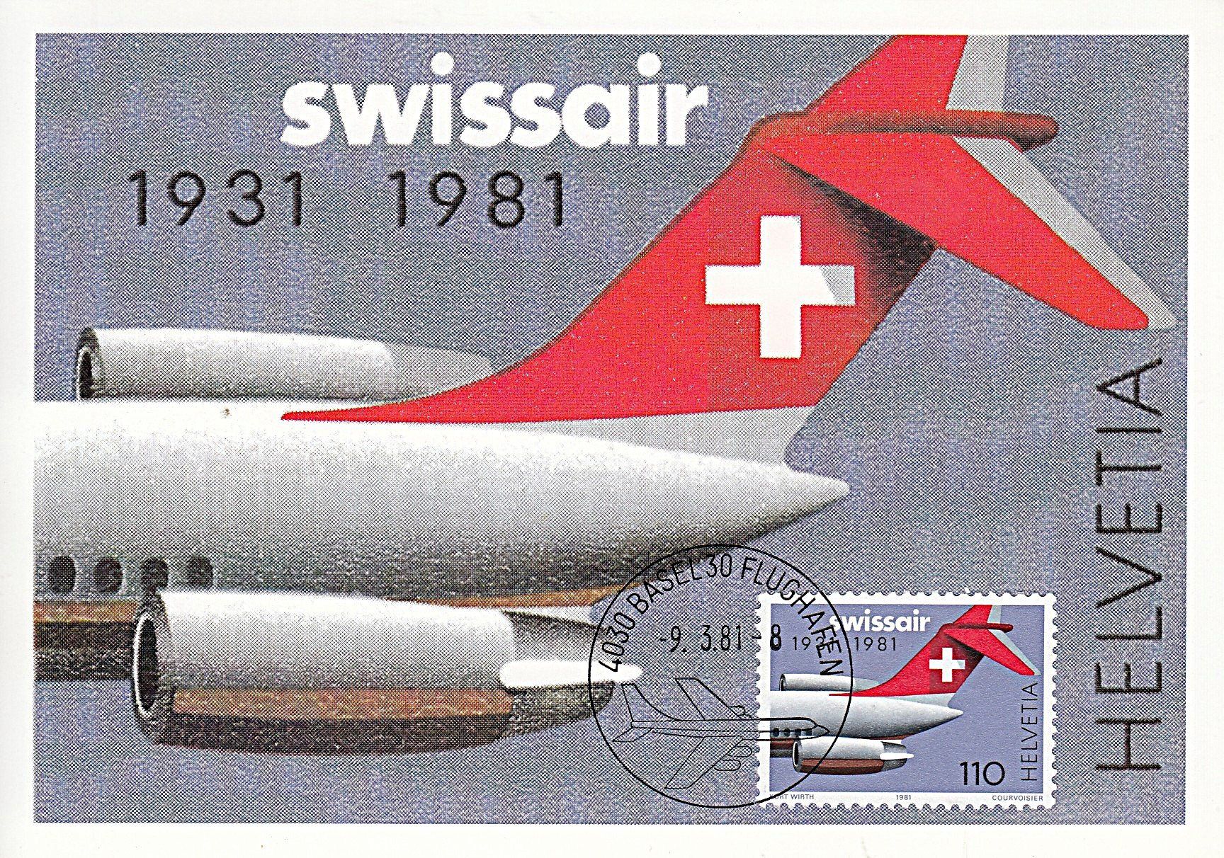 Flugzeug Swissair Karte Mit Marke Kaufen Auf Ricardo