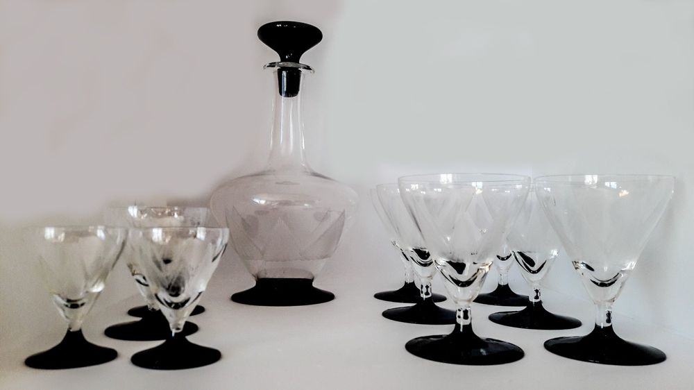 Art Deco Gl Ser Karaffe Cm Carafe Verres Kaufen Auf Ricardo