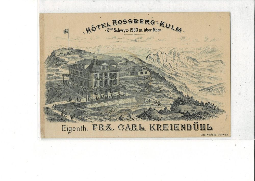 Hotel Rossberg Kulm Sz Reklamekarte Sehr Sch Ne Litho Um Kaufen