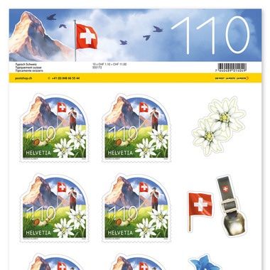 Briefmarken CHF 1 10 Typisch Schweiz Bogen Mit 10 Marken Kaufen