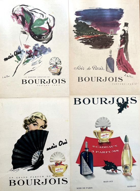 Bourgeois Parfum 4 alte Werbungen Publicités 1949 51 Kaufen auf