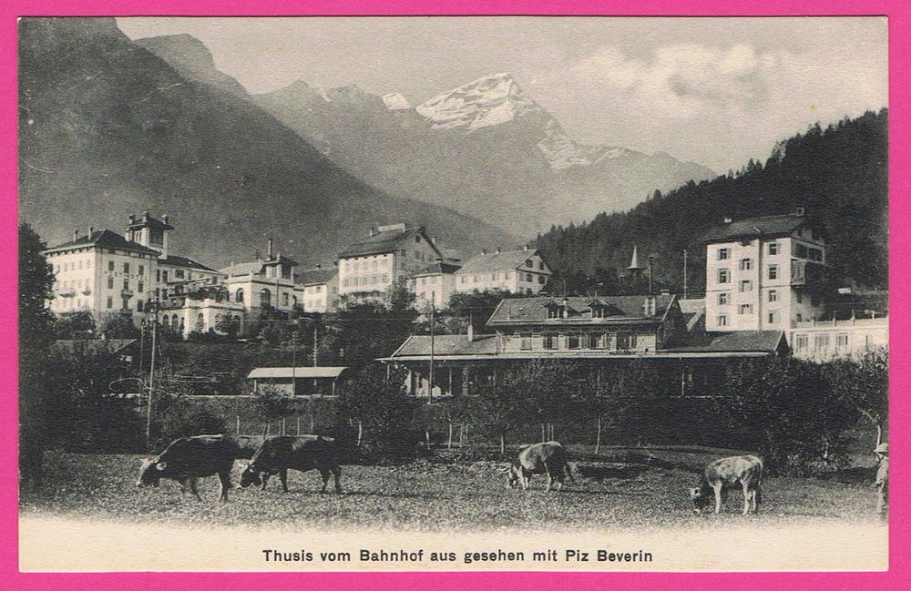 Thusis Vom Bahnhof Aus Gesehen Mit Piz Beverin Mit K Hen Kaufen Auf