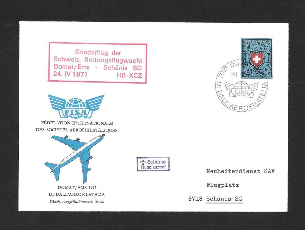 Sonderflug Tag Der Aerophilatelie Domat Ems 24 4 1971 Kaufen Auf Ricardo