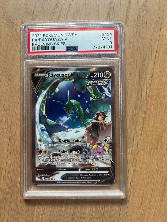 1x POKEMON RAYQUAZA V ALT ART EVOLVING SKIES CARD PSA 9 MINT Kaufen