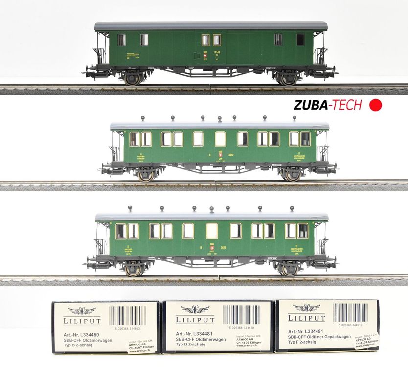 Liliput 3x Oldtimer Personenwagen Der SBB H0 GS Mit OVP Kaufen Auf