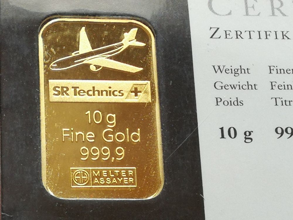 Goldbarren 10 Gramm SR Technics Kloten Kinebar OVP Kaufen Auf