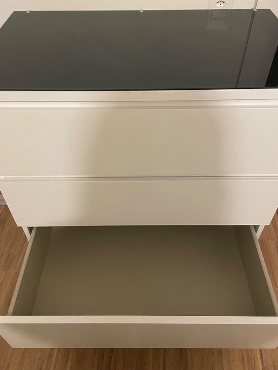 Ikea Malm Kommode Weiss Mit Schubladen Inkl Glasplatte Kaufen Auf