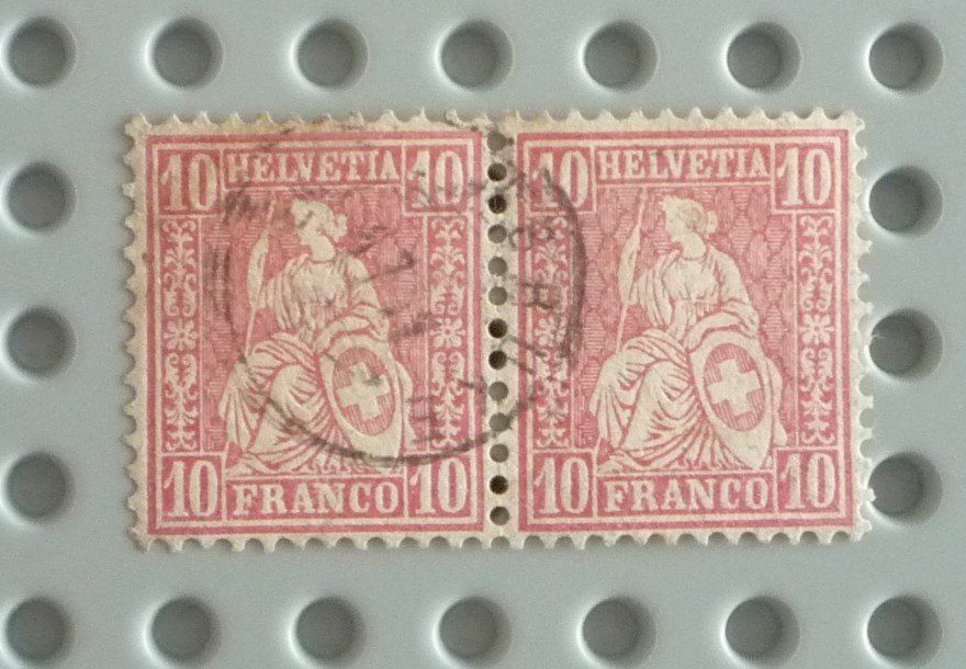 2 Briefmarken Sitzende Helvetia 10 Rappen Rot Kaufen Auf Ricardo