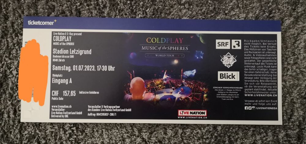 Coldplay Z Rich Samstag Stehplatz Kaufen Auf Ricardo