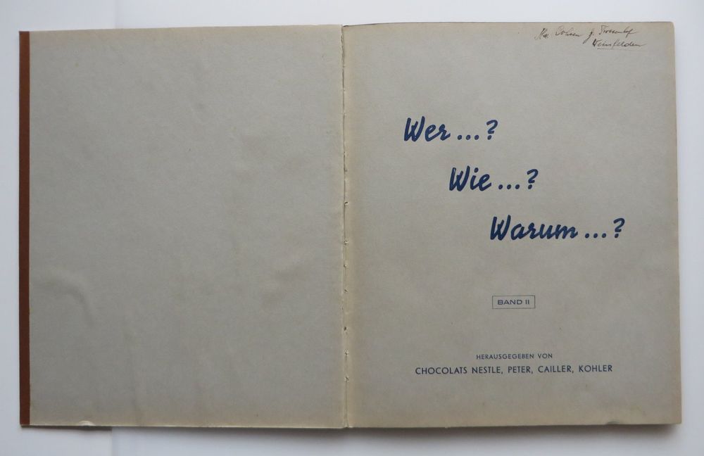 BUCH NESTLÉ PETER CAILLER KOHLER 1941 WER WIE WARUM BAND 2 Kaufen