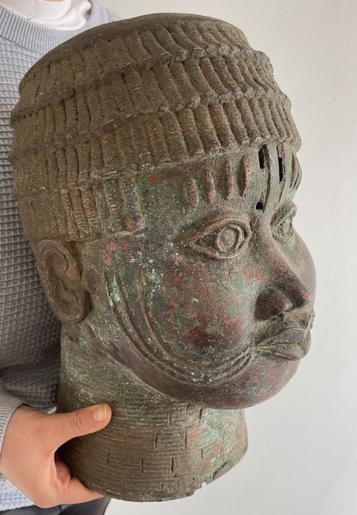 alter mächtiger Benin Ife Königs Kopf Bronze 6 kg Höhe 35 cm Kaufen