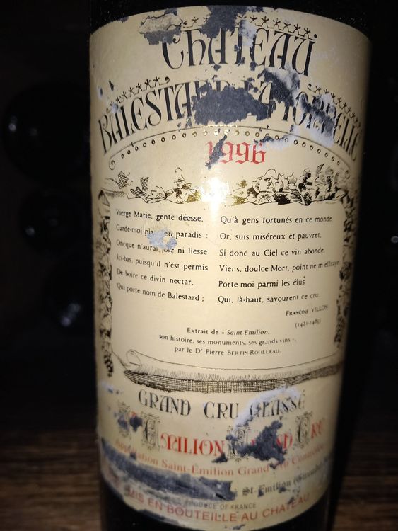 Chateau Balestard La Tonnelle Saint Emilion Grand Cru 1996 Kaufen Auf