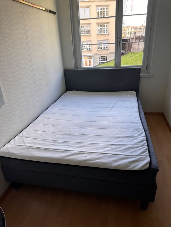 Ikea Bett X Cm Grau Stoff Inkl Matratze Kaufen Auf Ricardo