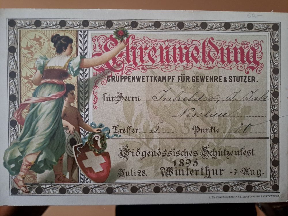 Eidg Schützenfest Winterthur 1895 Kaufen auf Ricardo