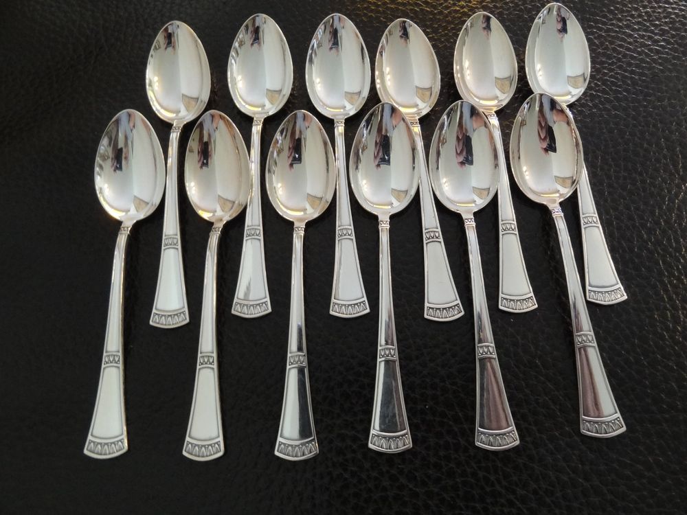 12 X CUILLERES A CAFE JEZLER PALMETTE ARGENT 800 COMME NEUF Kaufen