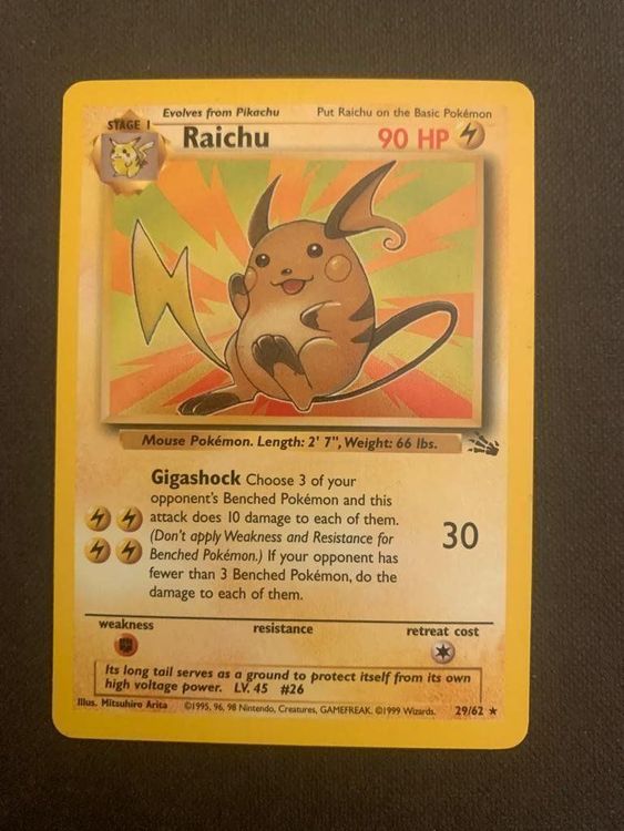 Raichu Non Holo 29 62 Fossil 1999 Kaufen Auf Ricardo