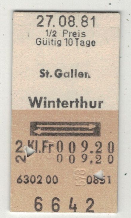 Billet SBB CFF St Gallen Winterthur Kaufen Auf Ricardo