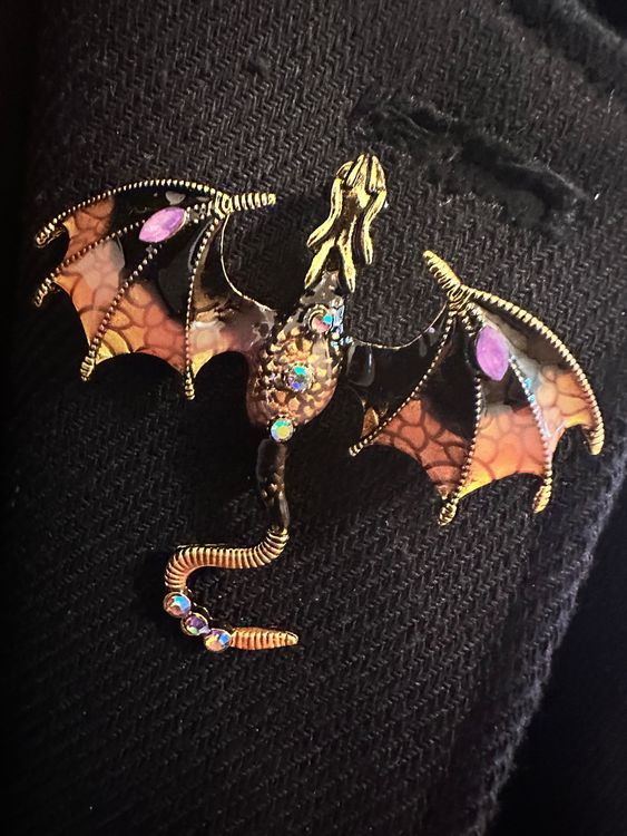 Brosche Anh Nger Emaille Drache Schwarz Orange Kaufen Auf Ricardo