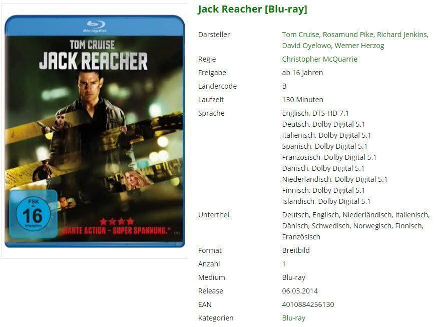 Jack Reacher Blu Ray Kaufen Auf Ricardo