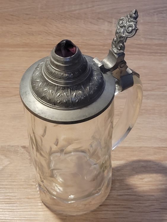 Antikes Bierglas Mit Zinndeckel Jugendstil Kaufen Auf Ricardo