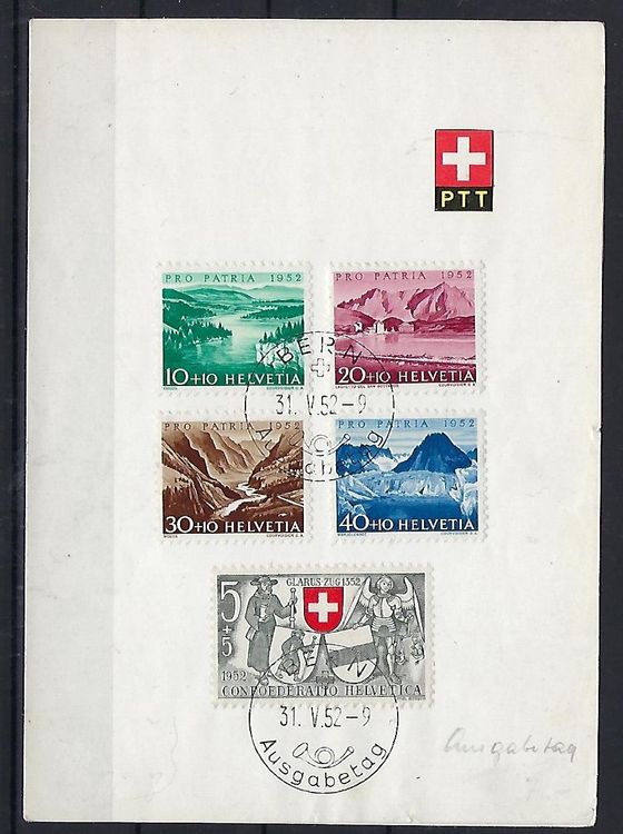 1952 Pro Patria PTT Faltblatt Ersttag 14124 Kaufen Auf Ricardo