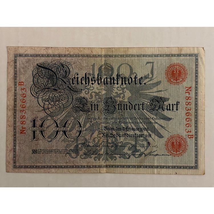 100 Mark Reichsbanknote 1908 Kaufen Auf Ricardo