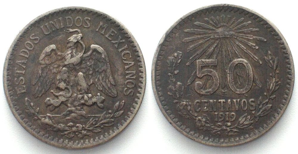 MEXICO 50 Centavos 1919 M Silver XF Vz Kaufen Auf Ricardo