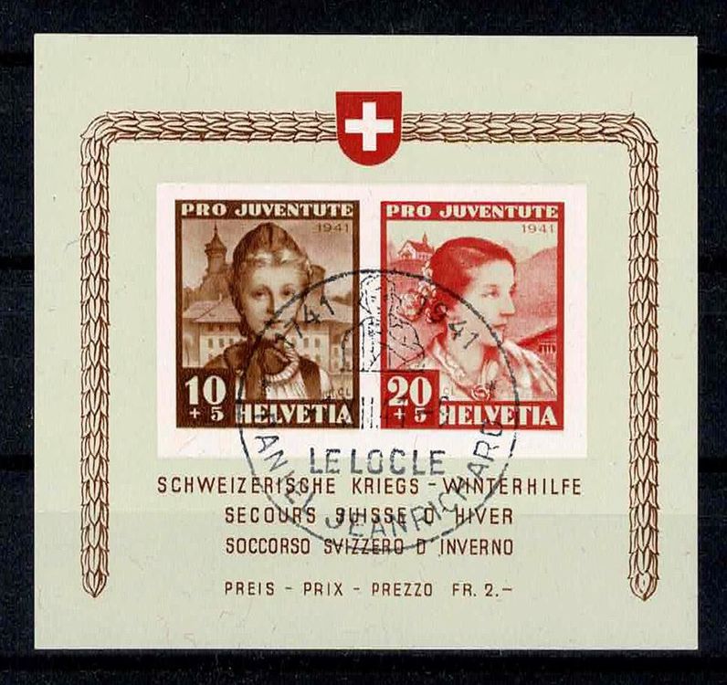 Pro Juventute 1941 Block Mit ET Stempel Kaufen Auf Ricardo