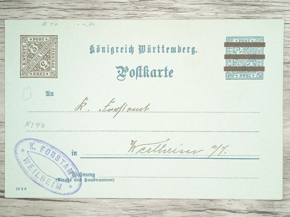 M6 Carte Postale Timbre Allemagne Wurttembeeg 1911 Kaufen Auf Ricardo