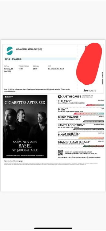 Cigarettes After Sex Tickets Neu gemäss Beschreibung in