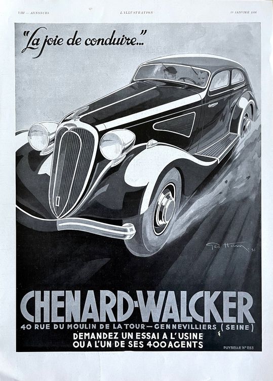 Chenard Walcker Cars Alte Werbung Publicité 1936 Kaufen auf Ricardo