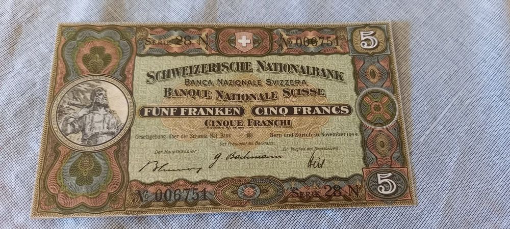 5 Fr Note 1944 Bankfrisch Kaufen Auf Ricardo