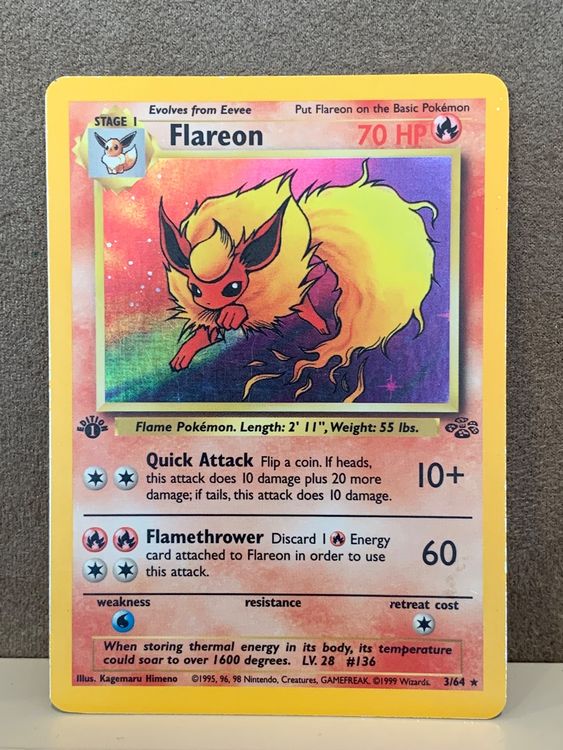 3 64 1 Edition Flareon Holo ENG Pokemon Jungle Dschungel Kaufen Auf