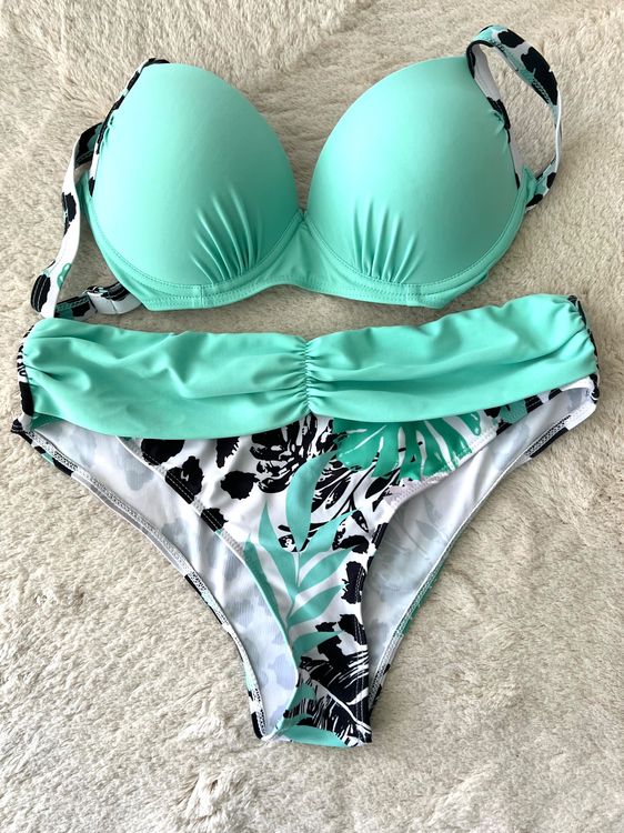 SCHALEN BIKINI 2 TEILIG GRÜN GEMUSTER GR M 38 Neu gemäss Beschreibung