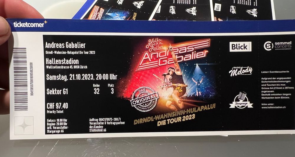 2 x Andreas Gabalier Top Sitzplätze zum ORIGINALPREIS Kaufen auf Ricardo