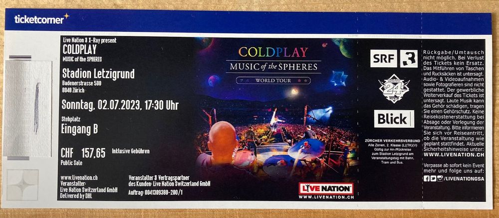 Coldplay X Stehplatz Ticket Z Rich Kaufen Auf Ricardo