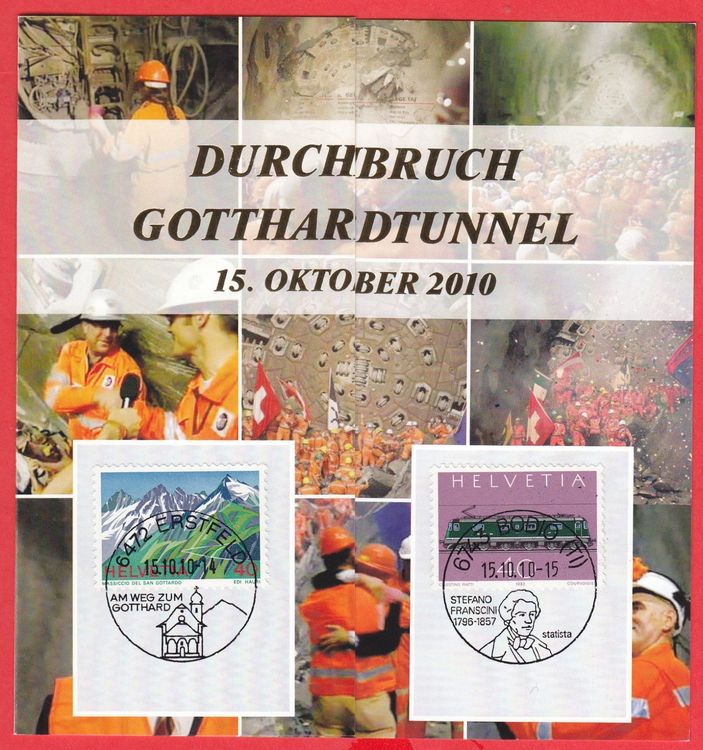 Durchbruch Gotthardtunnel Verschiedene Stempel Kaufen