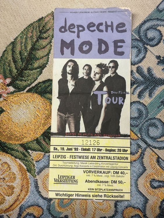 Depeche Mode Devotional Tour Ticket 1993 SELTEN Kaufen Auf Ricardo