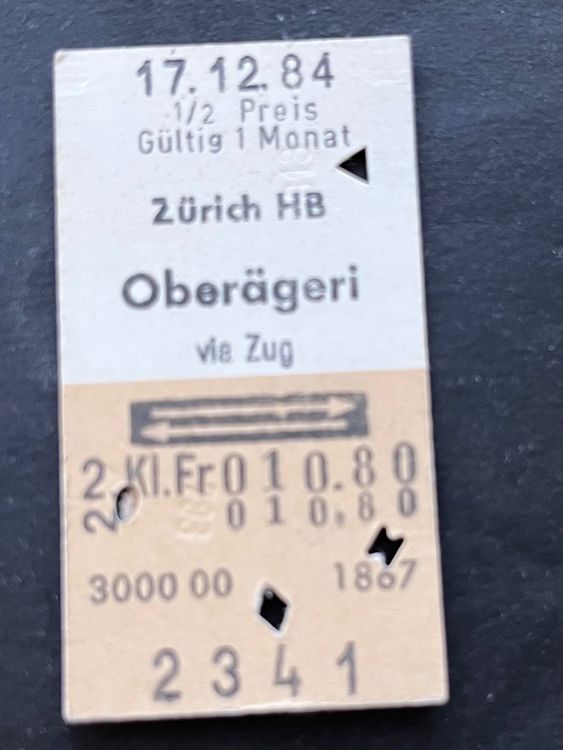 Z Rich Hb Ober Geri Via Zug Billett Kaufen Auf Ricardo