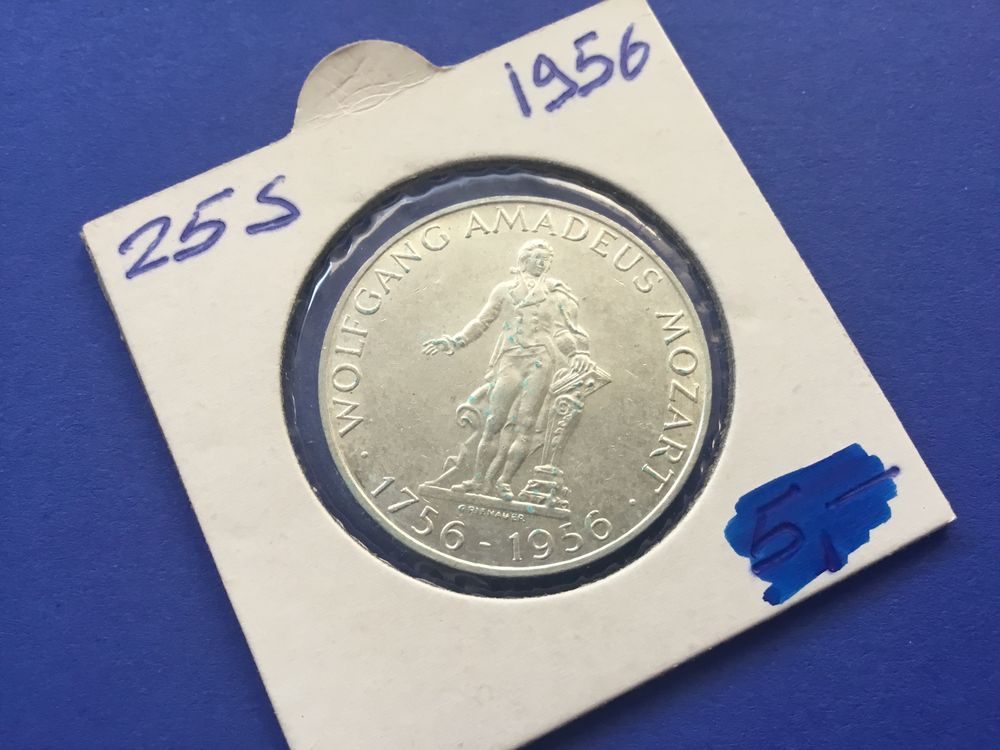 25 Schilling Silbermünze A Mozart 1956 VZ Stgl Kaufen auf Ricardo