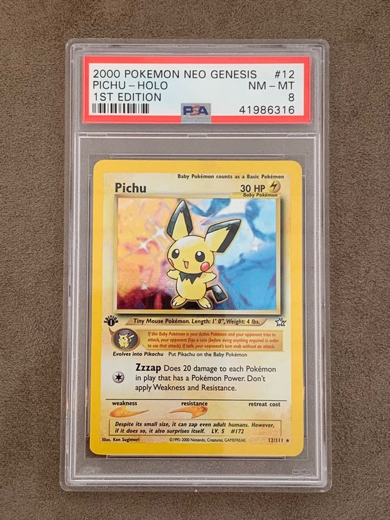 PSA 8 1 Edition Holo Pichu ENG Neo Genesis Pokemon 12 111 Kaufen Auf