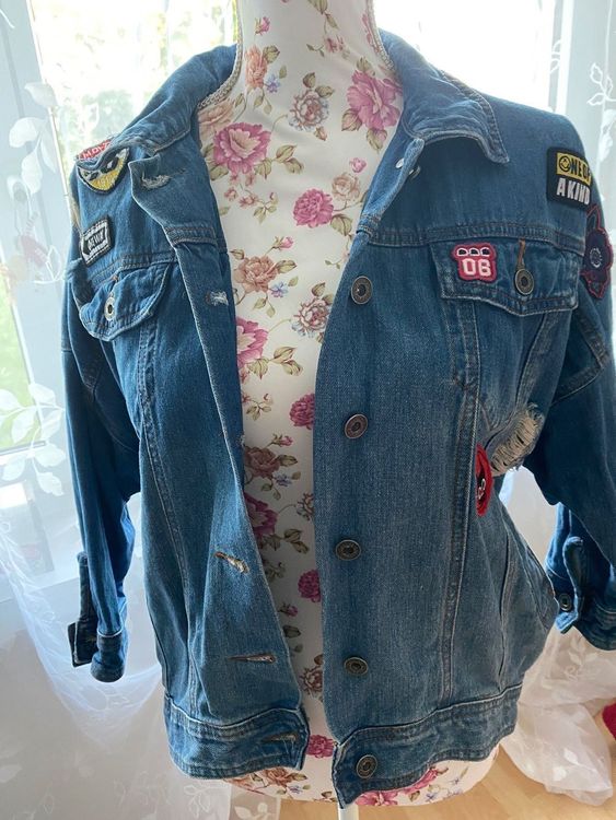 Jeans Jacke Mit Patches Gr Xs Kaufen Auf Ricardo