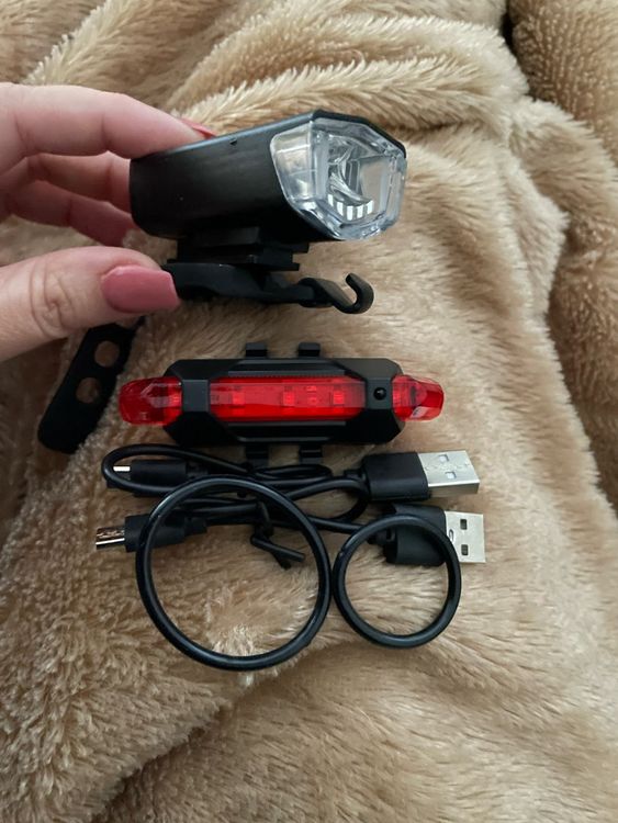 Fahrrad Front Rück LED Licht per USB aufladbar fabrikneu Kaufen