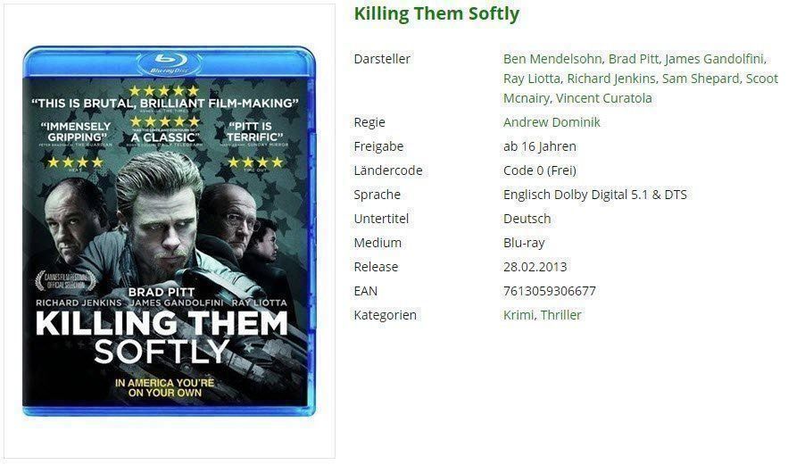 Killing Them Softly Blu Ray Kaufen Auf Ricardo