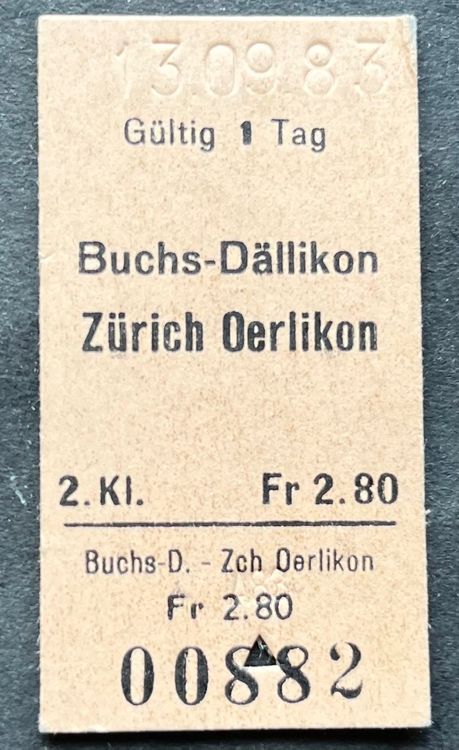 Buchs Dällikon Zürich Oerlikon Billett 1983 Kaufen auf Ricardo