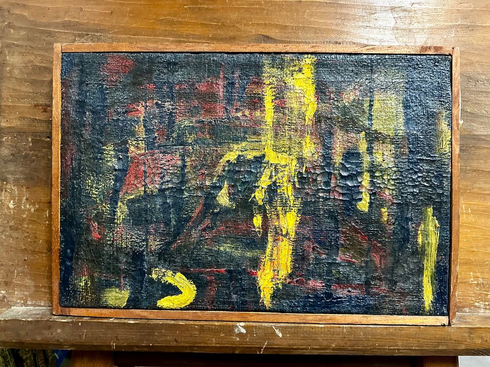 Peinture abstraite huile sur toile de jute non signé Kaufen auf